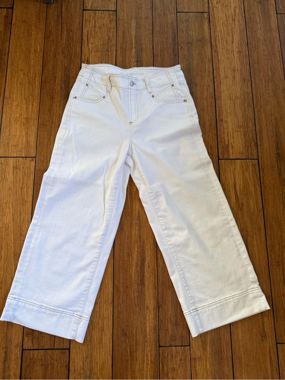 Chico's Cream Pull-On Wide-Leg Crop Pants